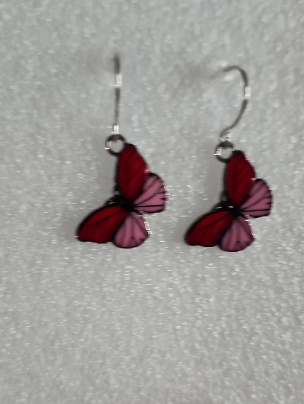 Hand Crafted Red and Pink Butterfly Drop Earrings - Women Jewelry